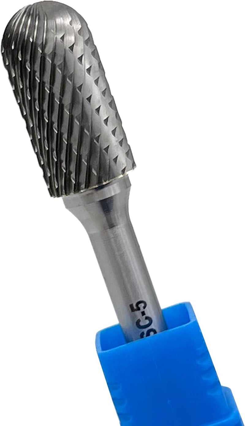 LU&MN Tungsten Carbide Burr Cylinder Shape SC-5 with Radius End Double Cut Rotary Burr File (1/2" Cutter Dia X 1"Cutter Length) with 1/4'' shank,3PCS - Image 4